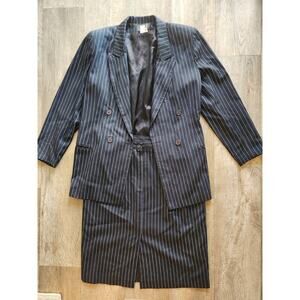 VINTAGE SPIEGEL 2 Piece Suit Blazer Jacket & Skirt Pinstripe Womens Size 16 USA